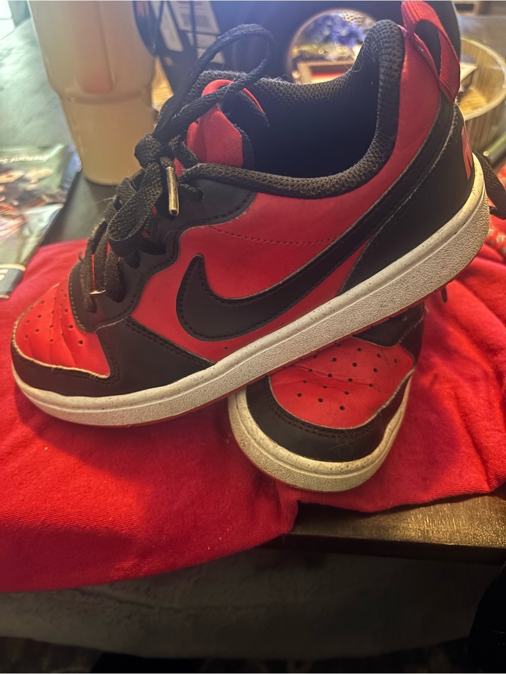 Nike Court Burrough Red and Black Athletic Sneakers size 5Y